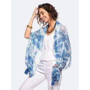RockFlowerPaper NWT Katarina Tassel Shawl in Blue Swim Cover One Size